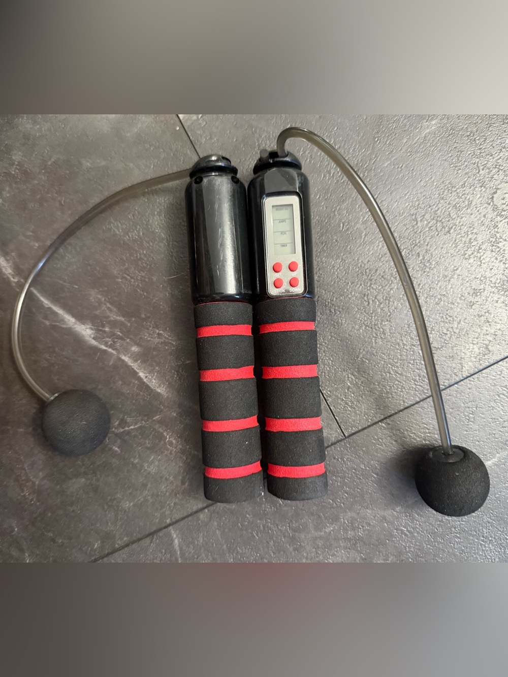 Digital Weighted Balls Cordless Speed Jump Rope with Red-Accented Foam Handles